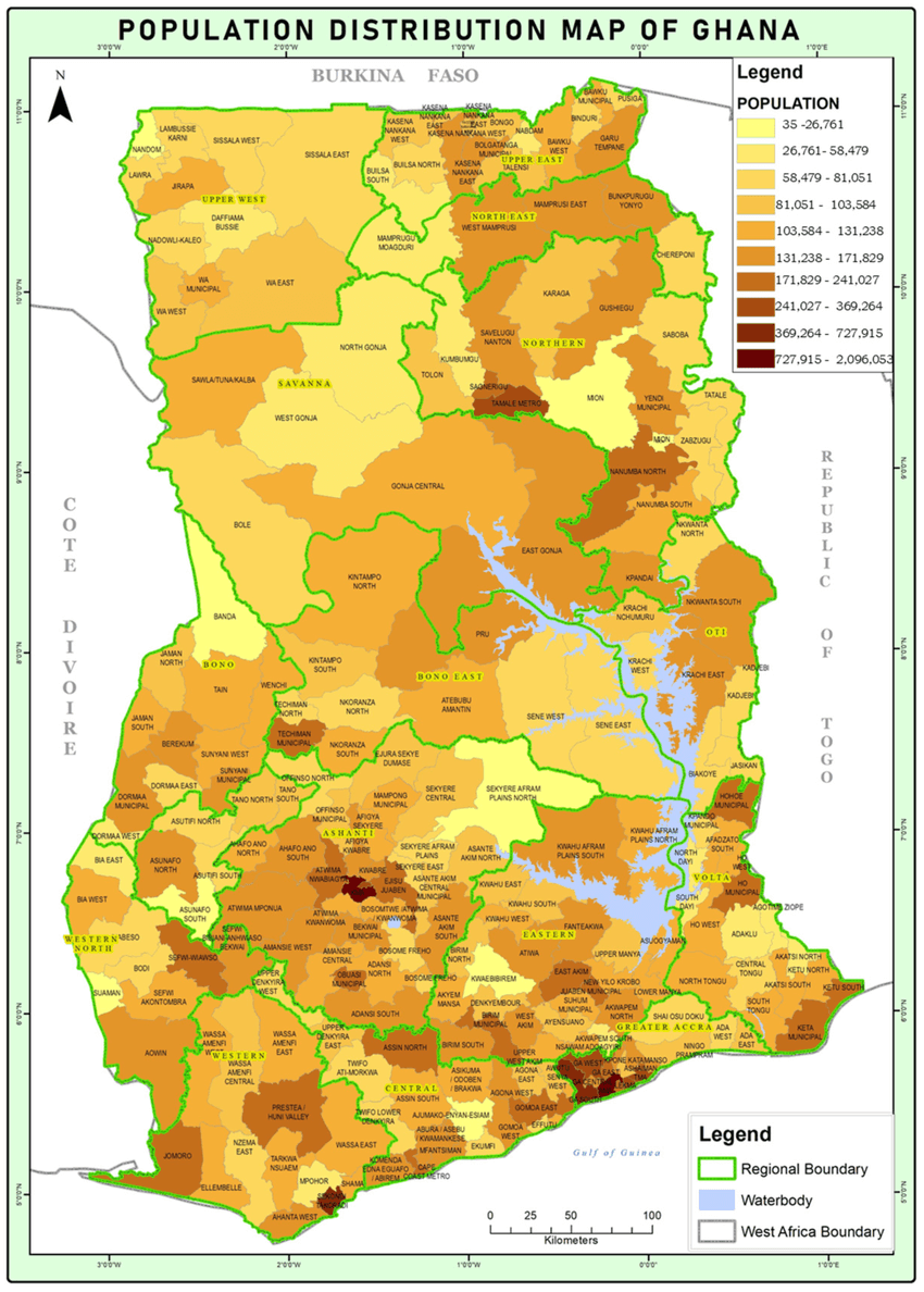 Ghana population map