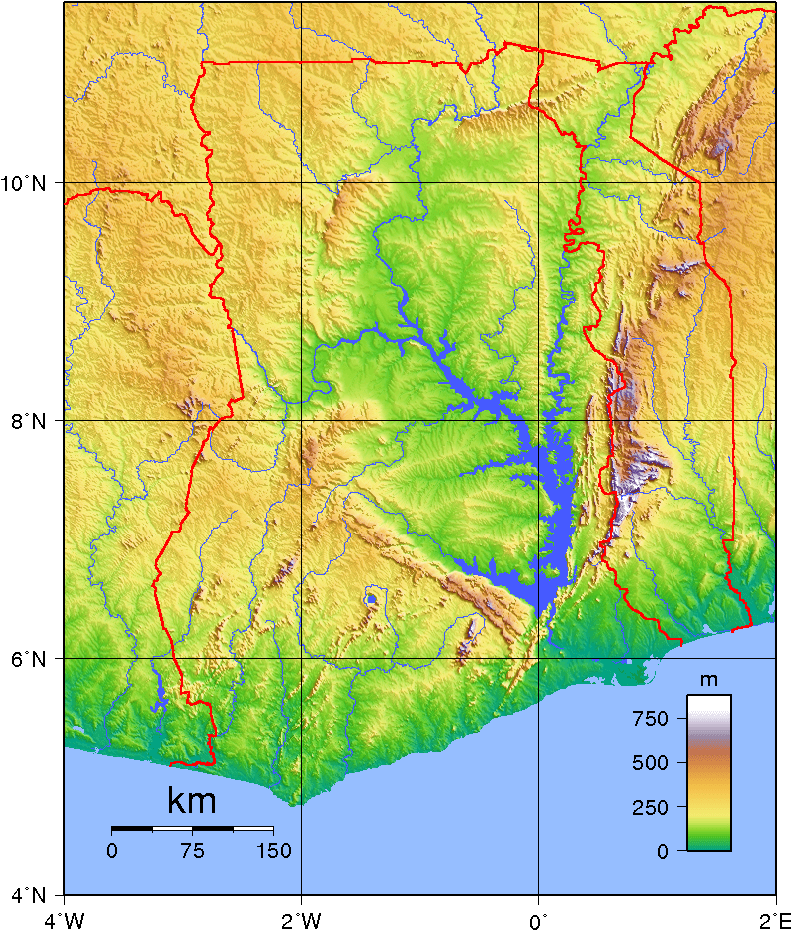 Ghana topography map