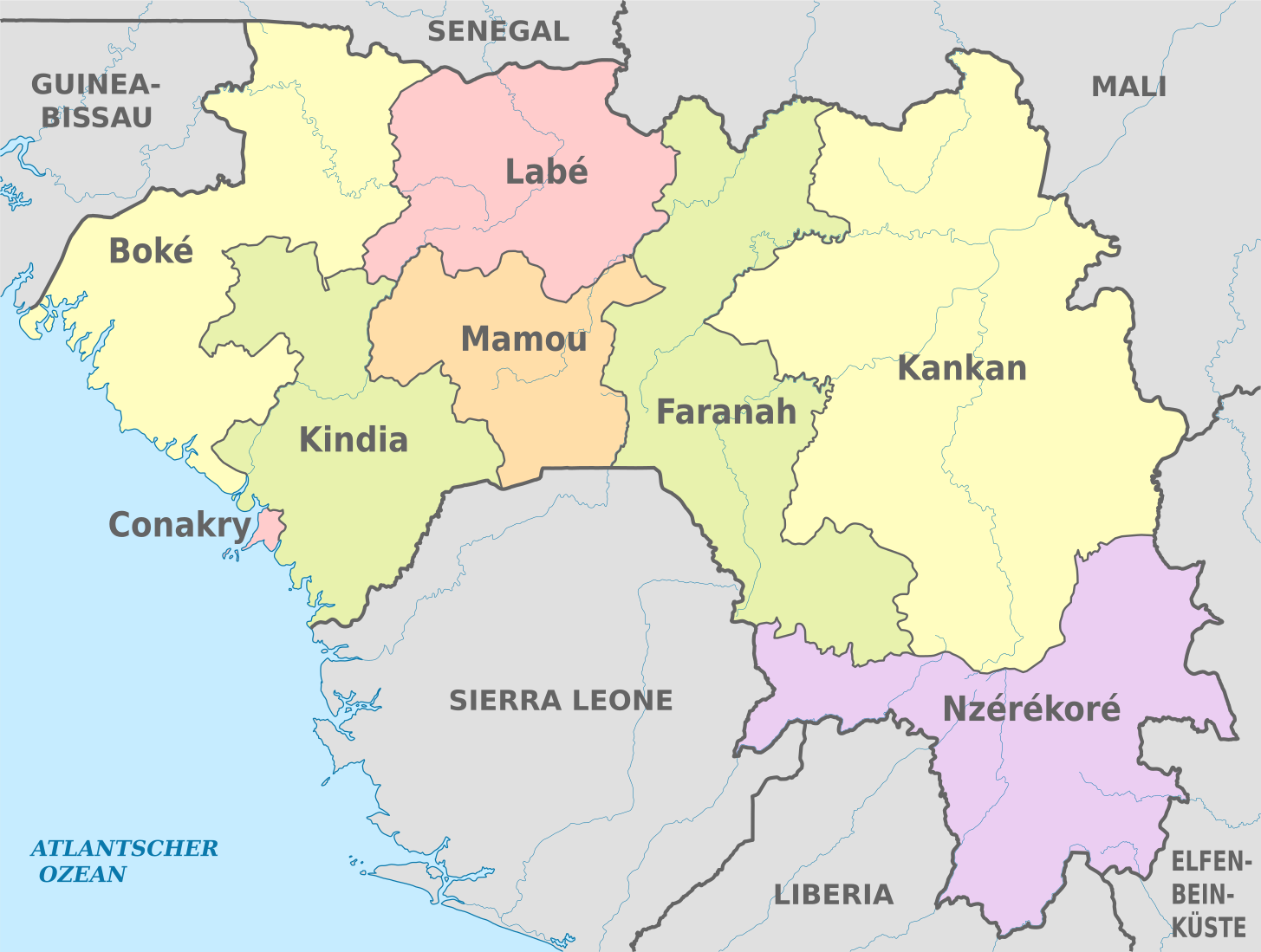 Guinea administrative divisions map