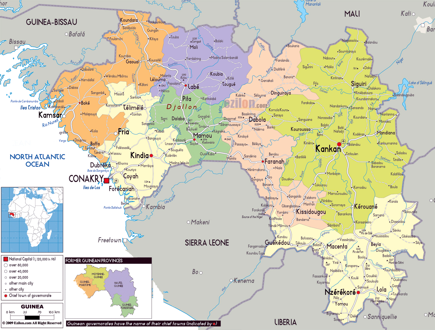 Guinea cities map