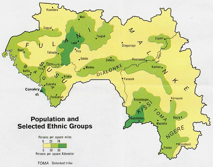 Guinea population map