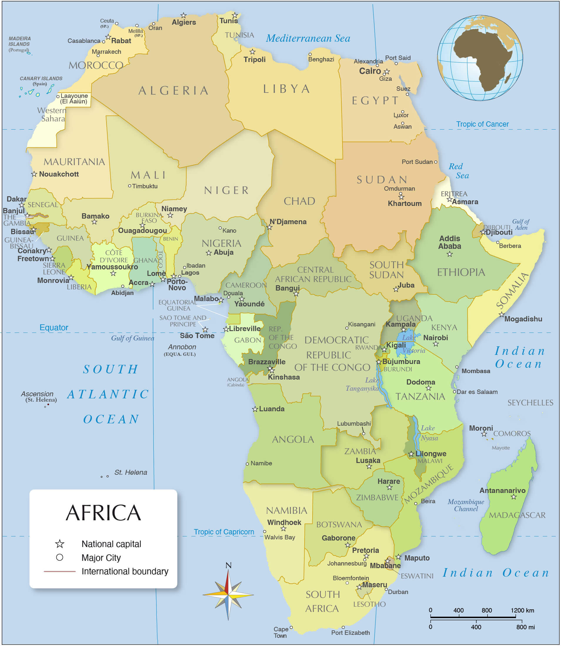 Detailed Africa political map