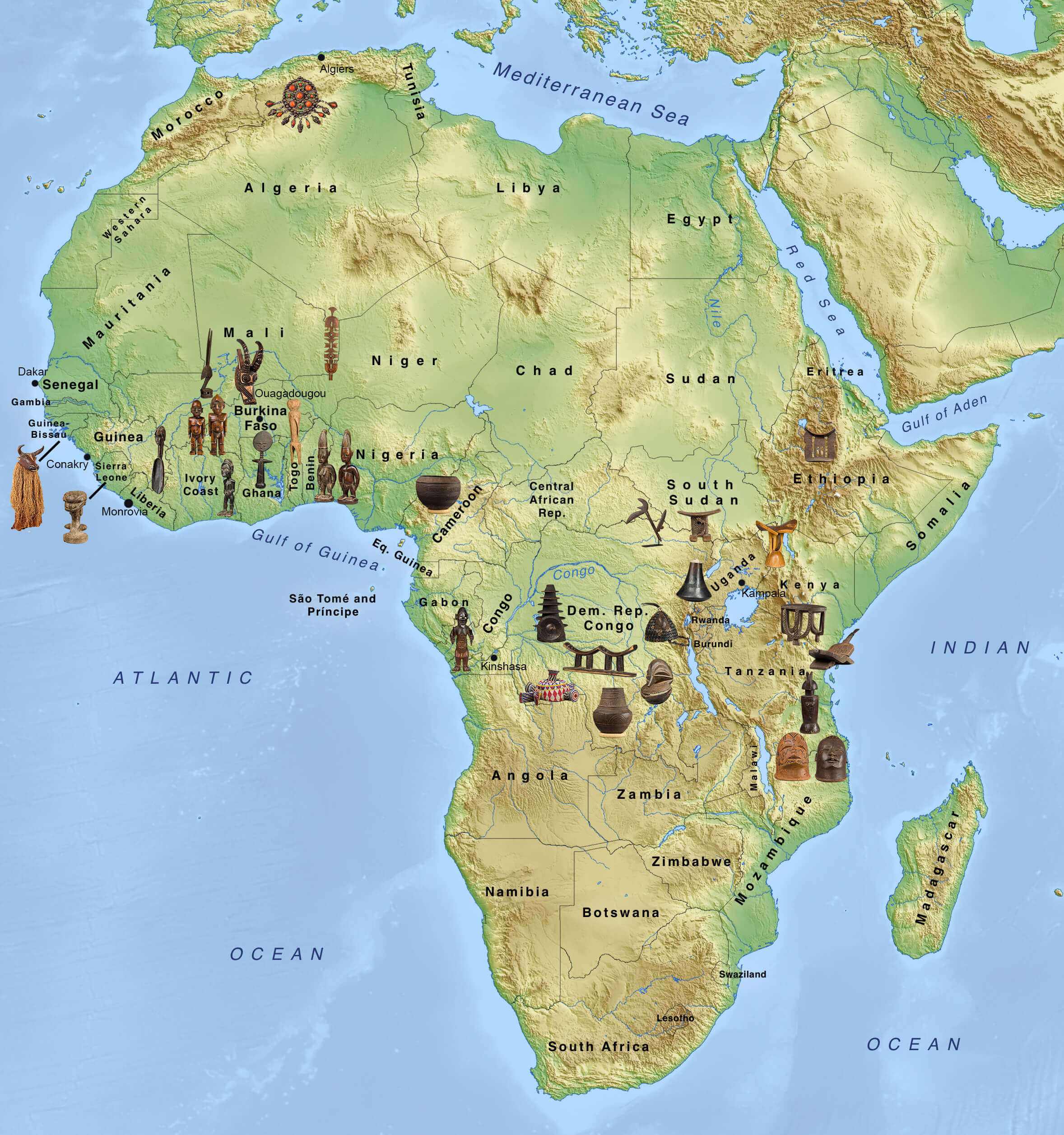 High-resolution terrain map of Africa