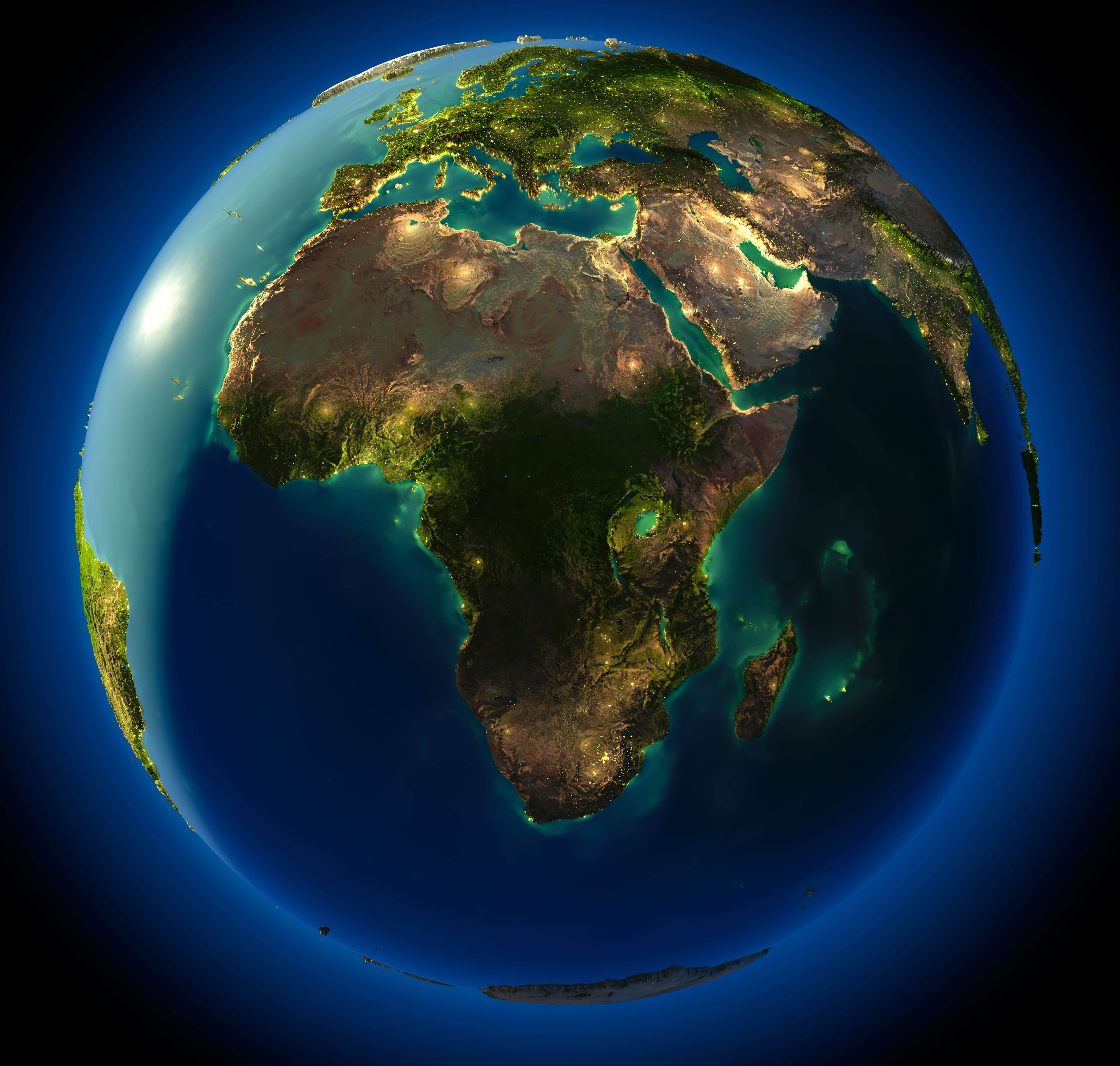 Large Africa Earth night map