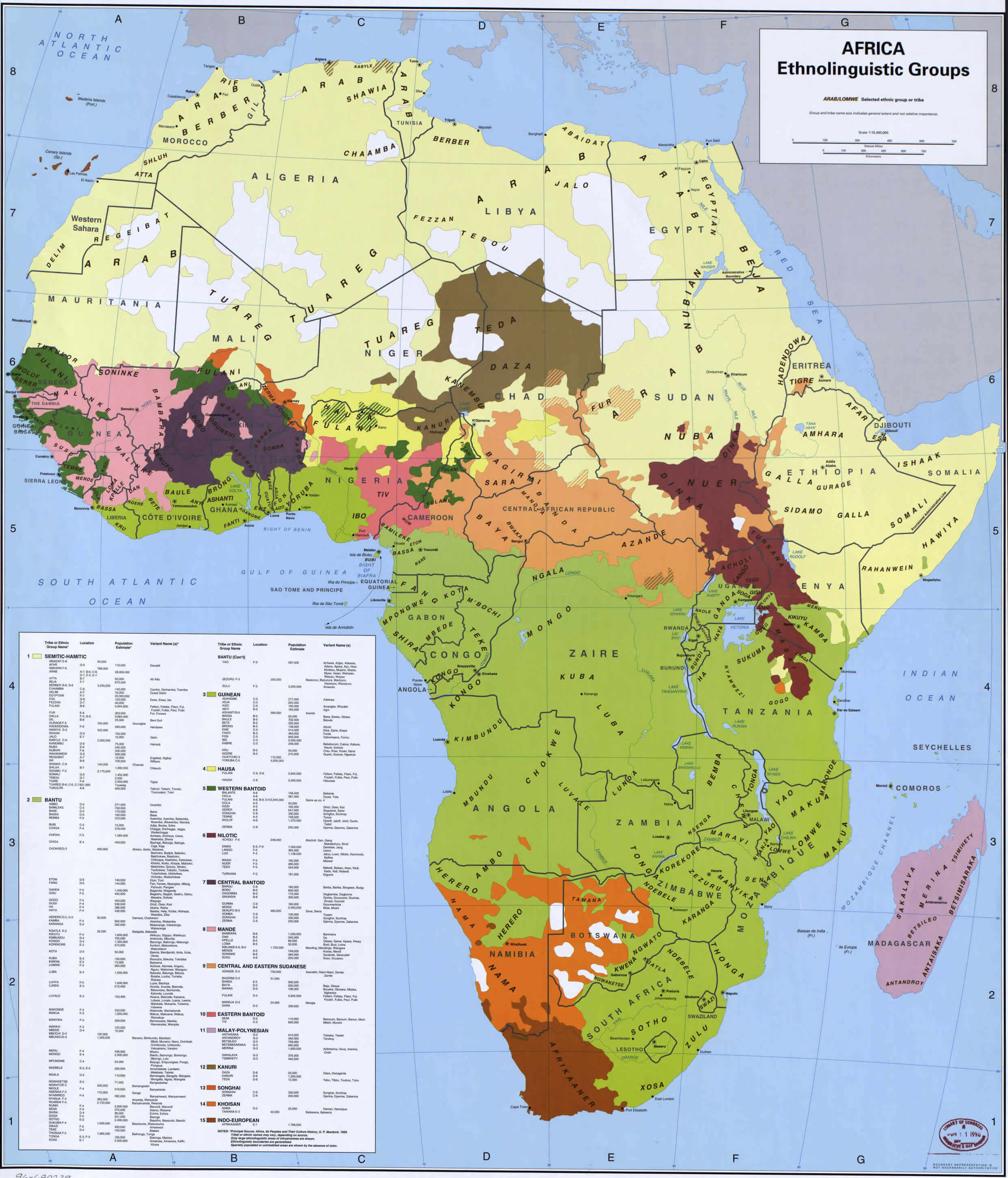 Large Africa ethnic groups map