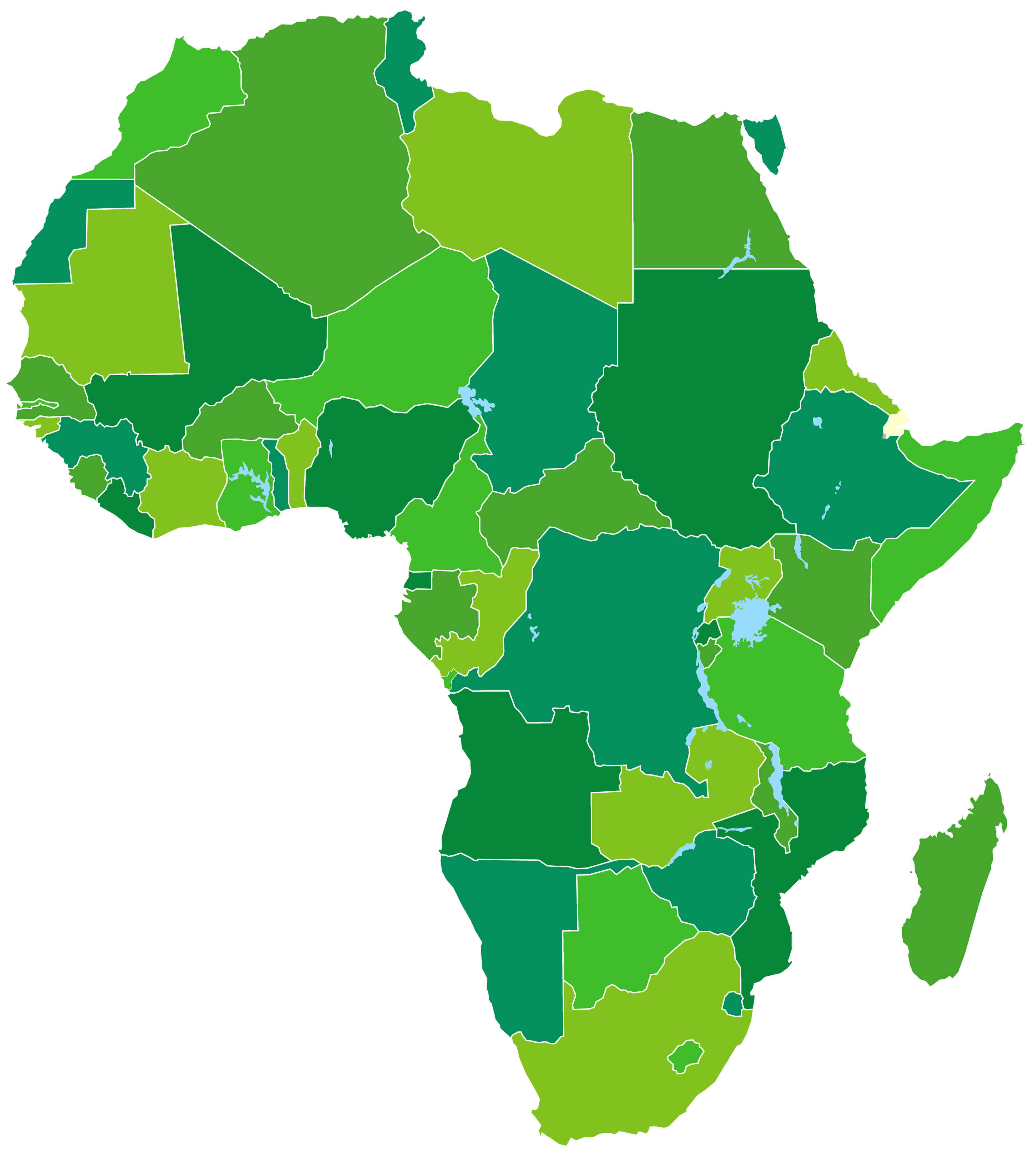 Large blank map of African countries