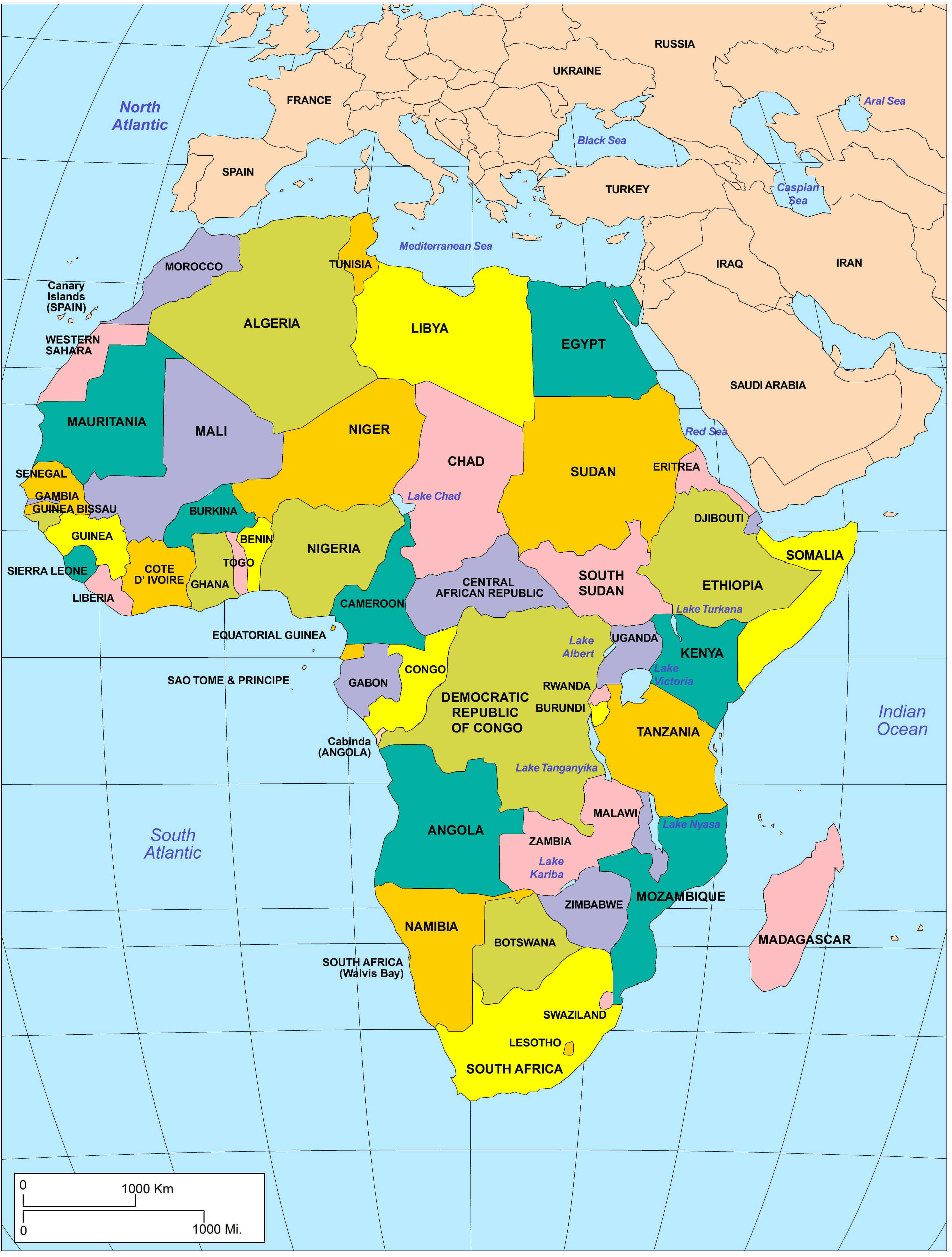 Large political map of Africa