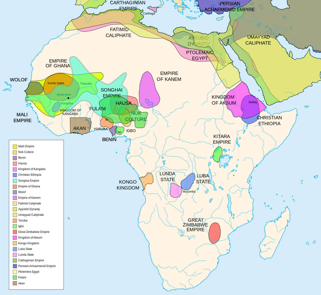 African civilizations pre colonial map