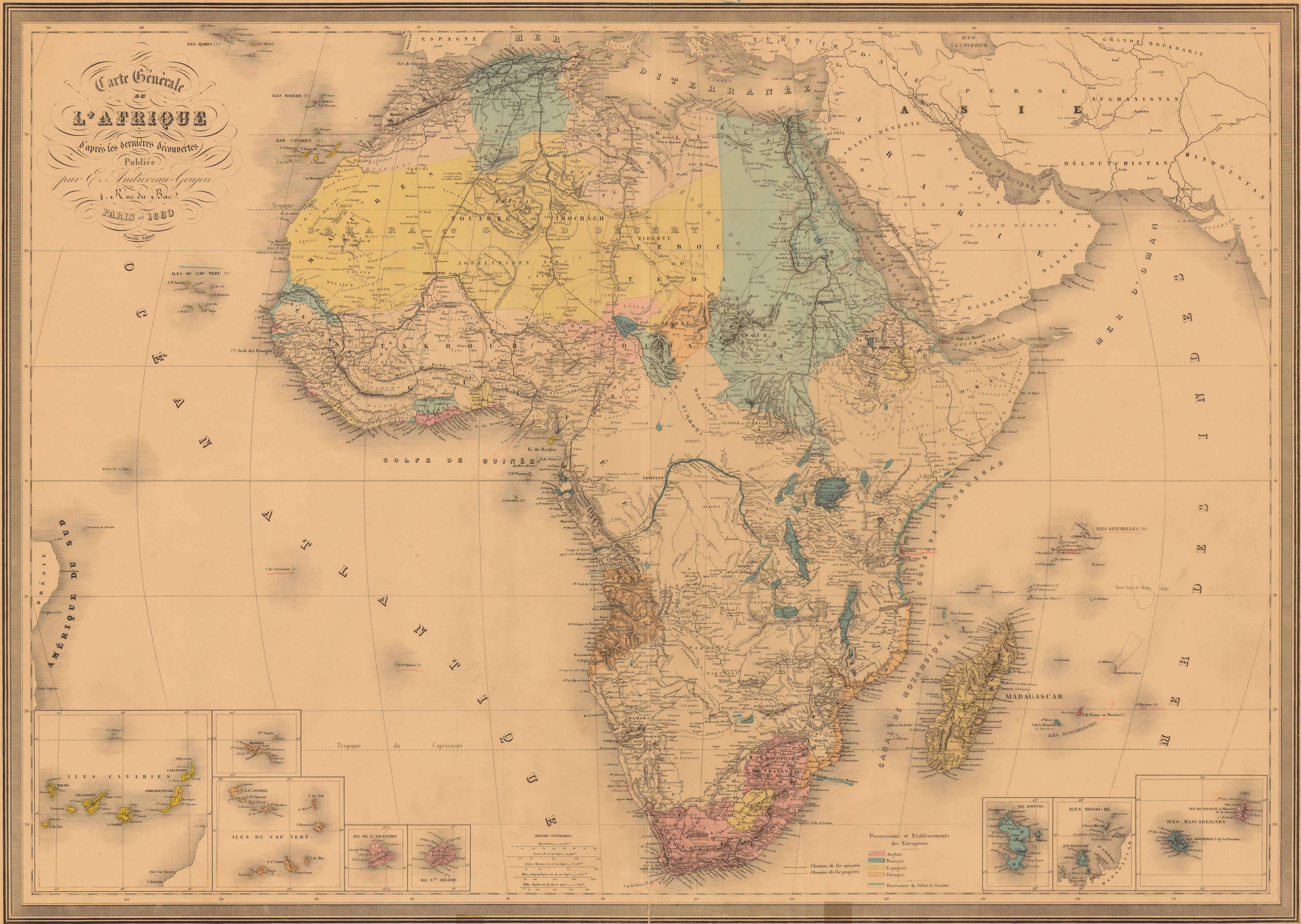 History map of Africa in 1880