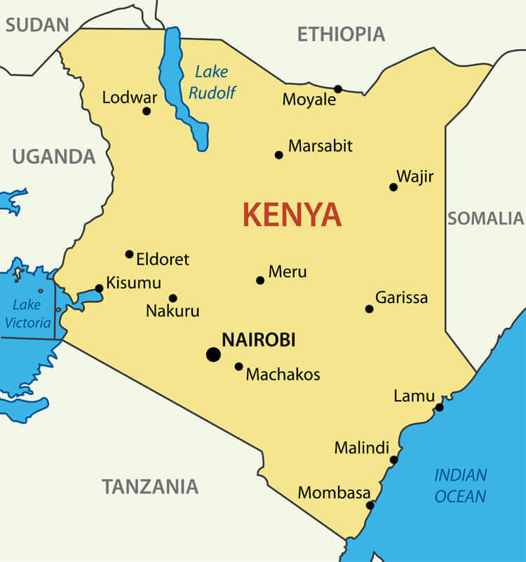 Kenya major cities map