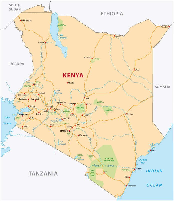 Kenya national parks map