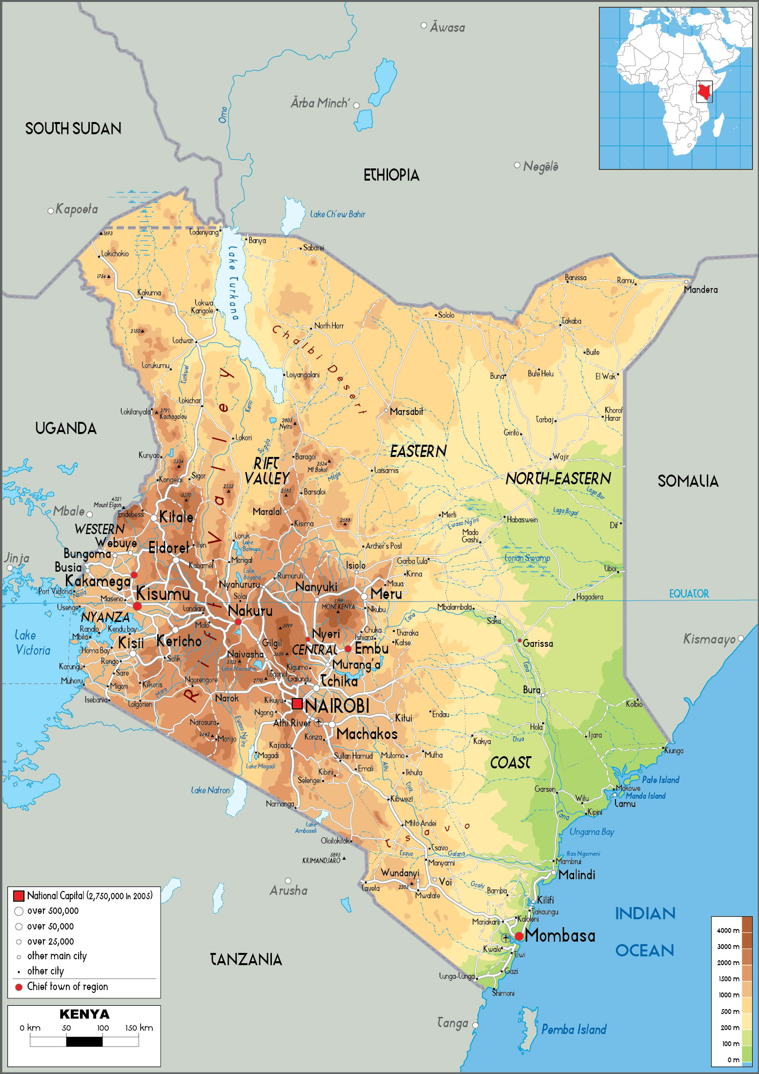 Kenya Physical Map