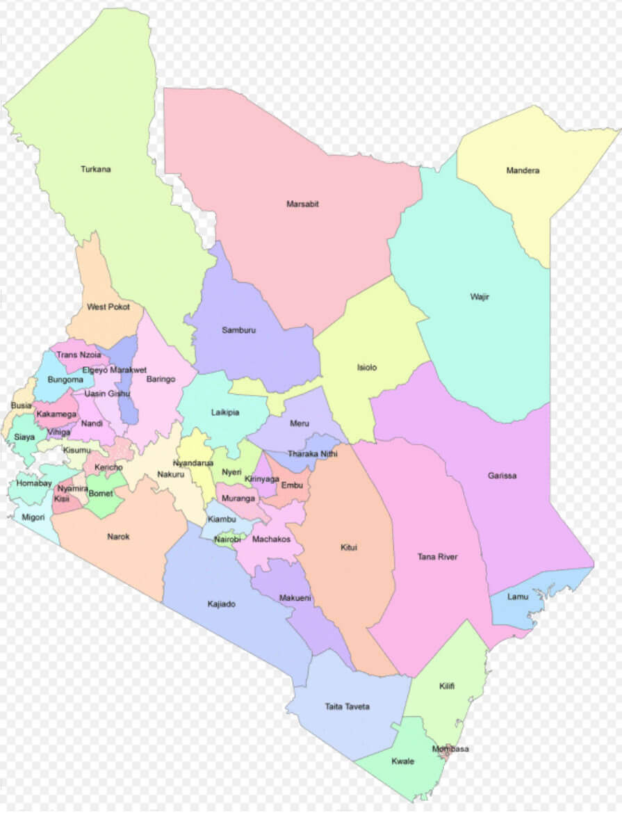 Kenya regions map