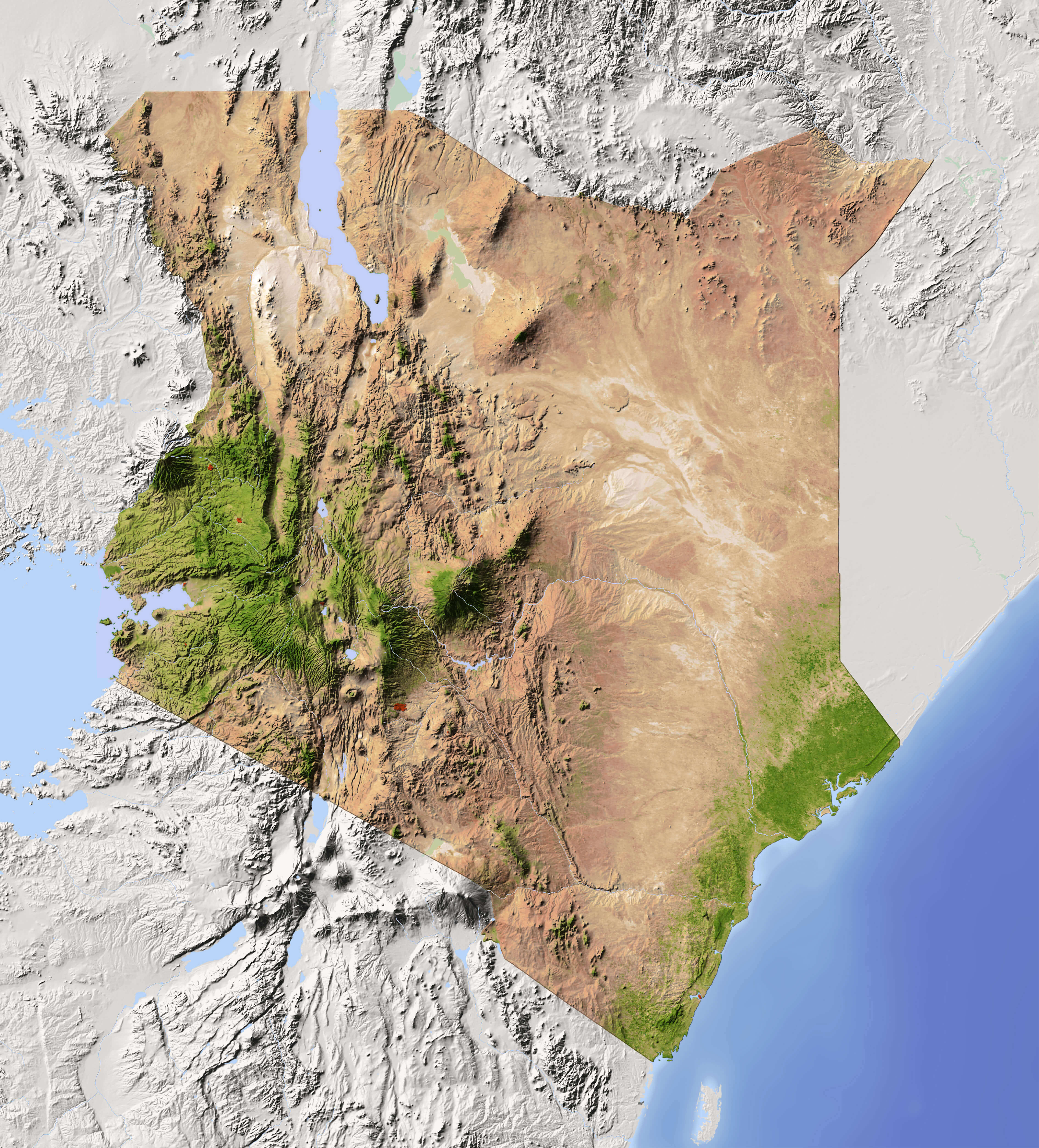 Kenya satellite map
