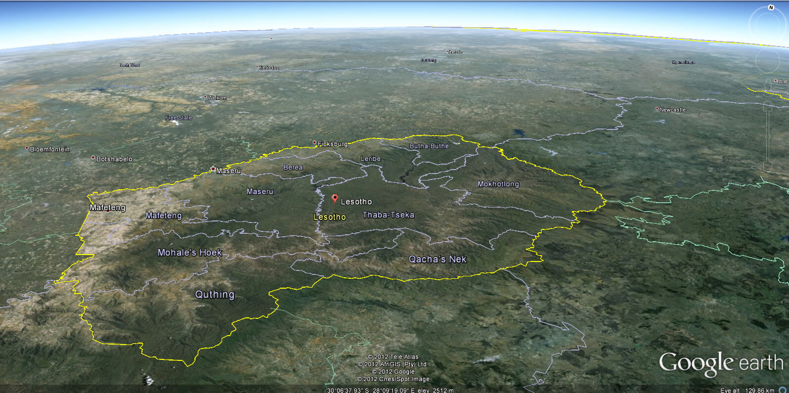 Lesotho Earth Map
