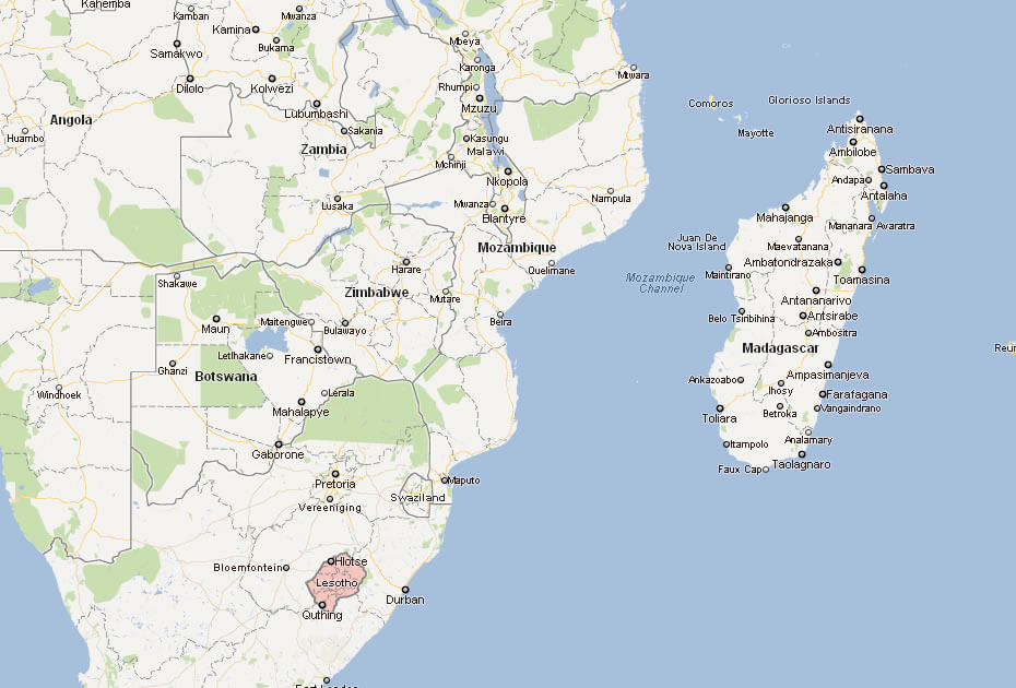 Map of Lesotho Africa