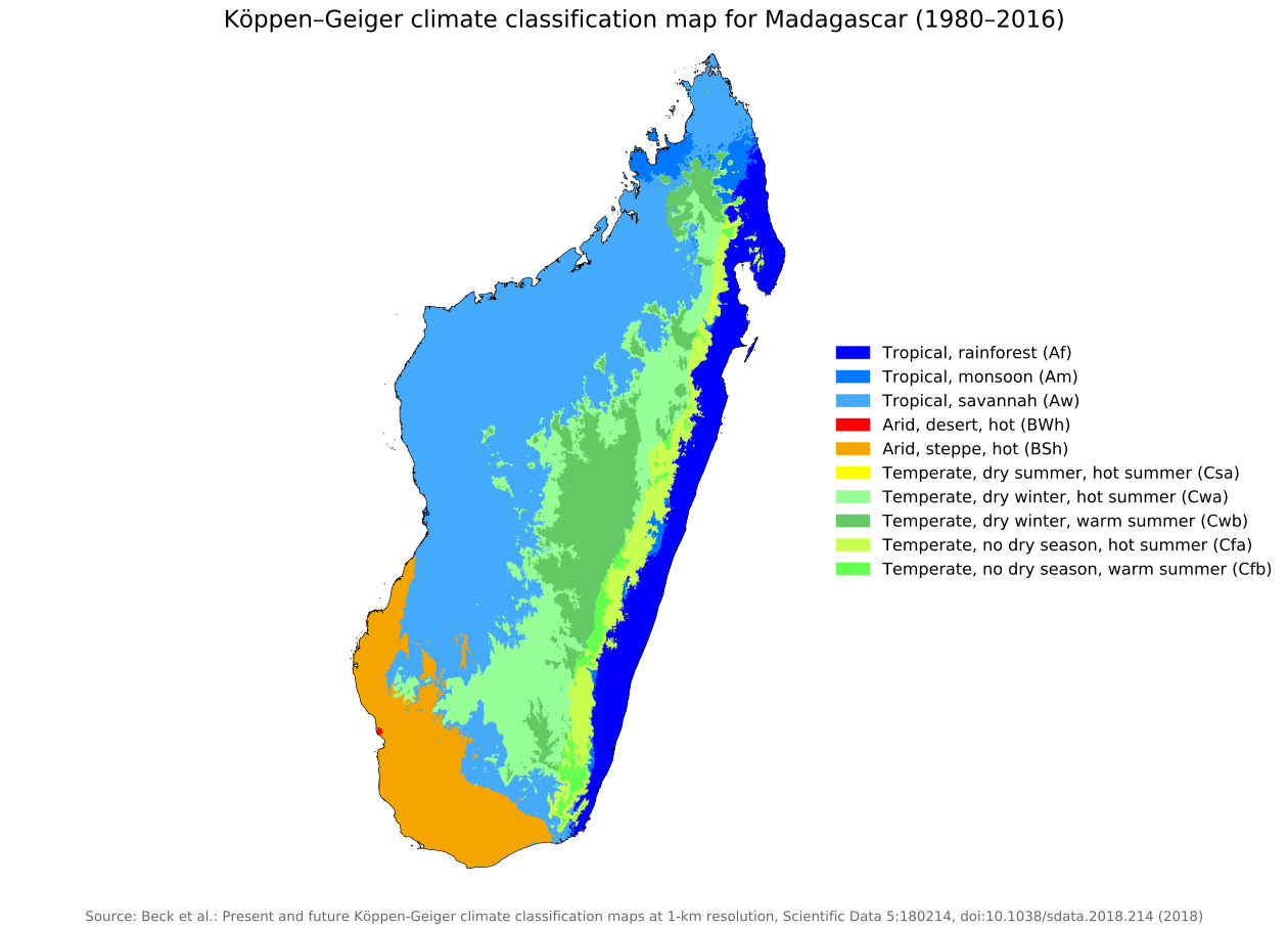 Koppen geiger Madagascar climate map