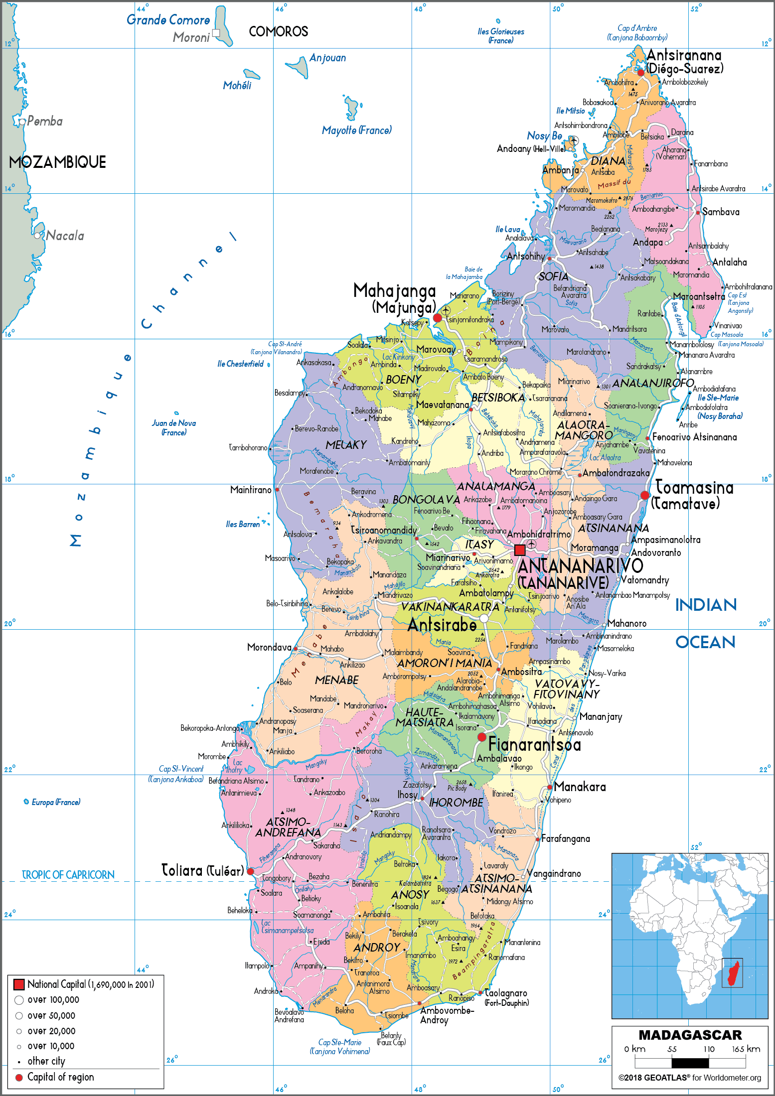 Madagascar political map