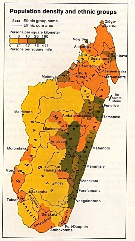 Madagascar population map
