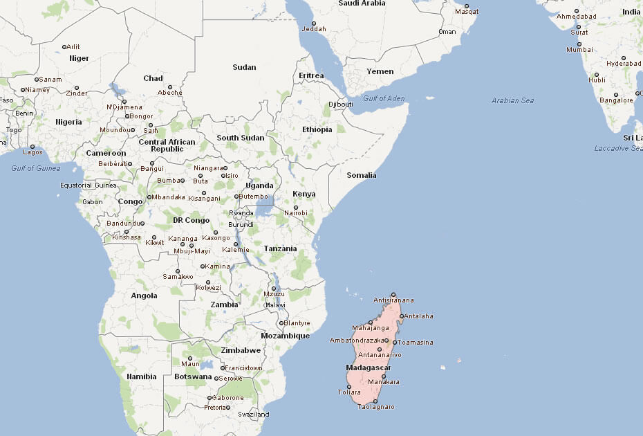 Map of Madagascar Africa