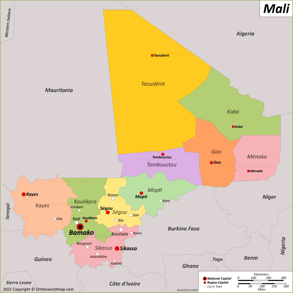 Mali cities map