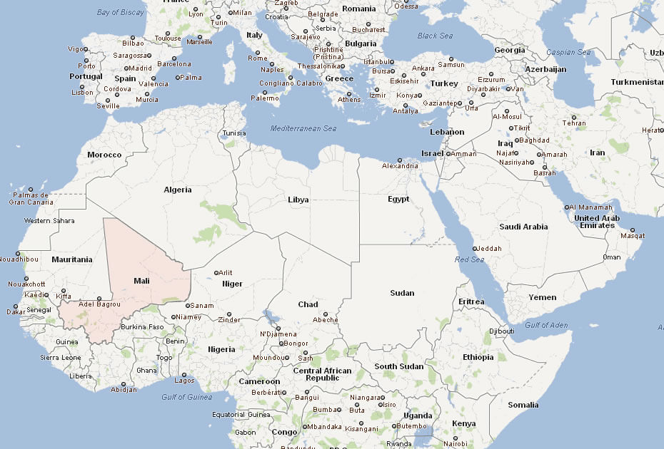 Map of Mali Africa Europe