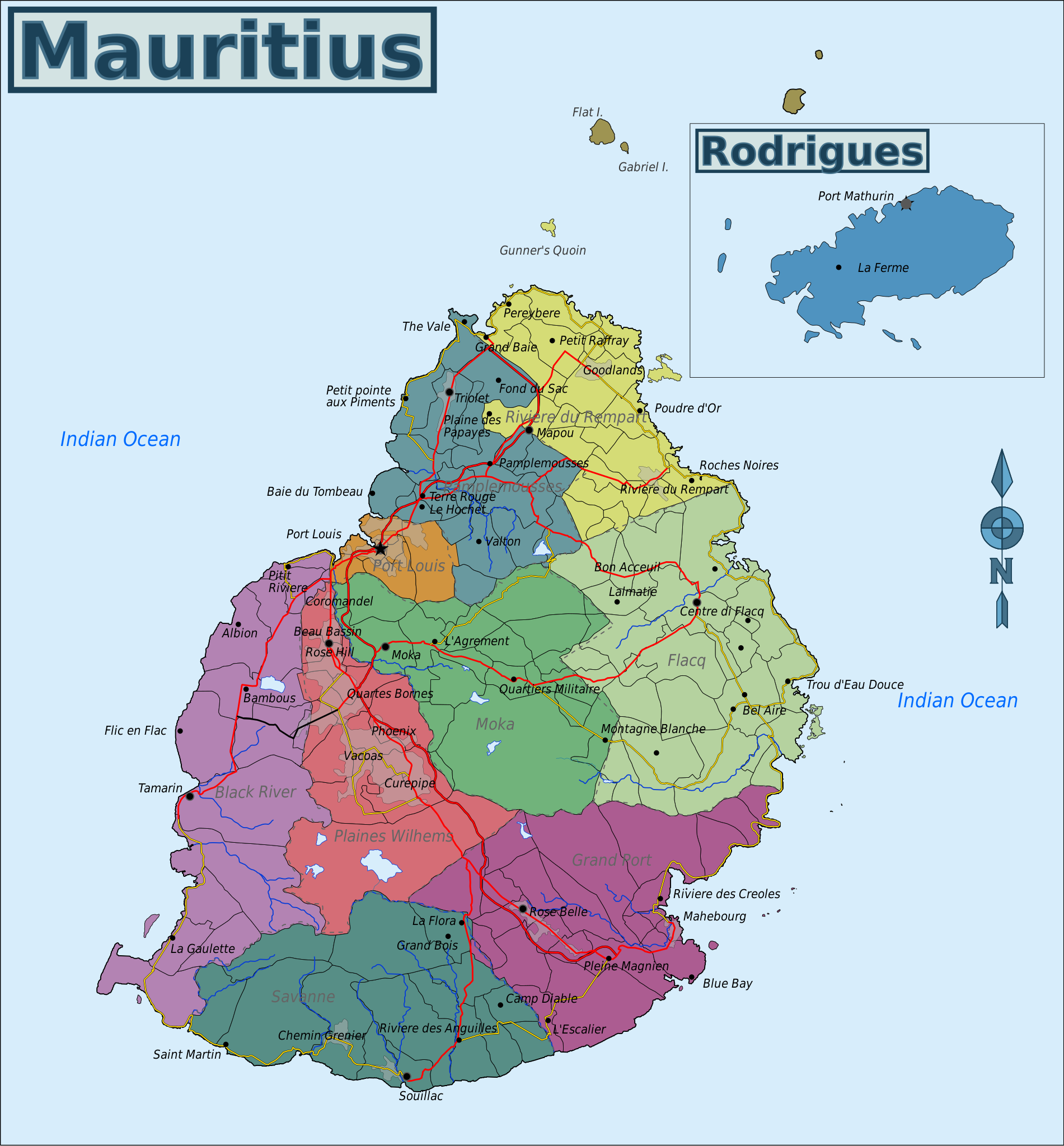 Mauritius cities map