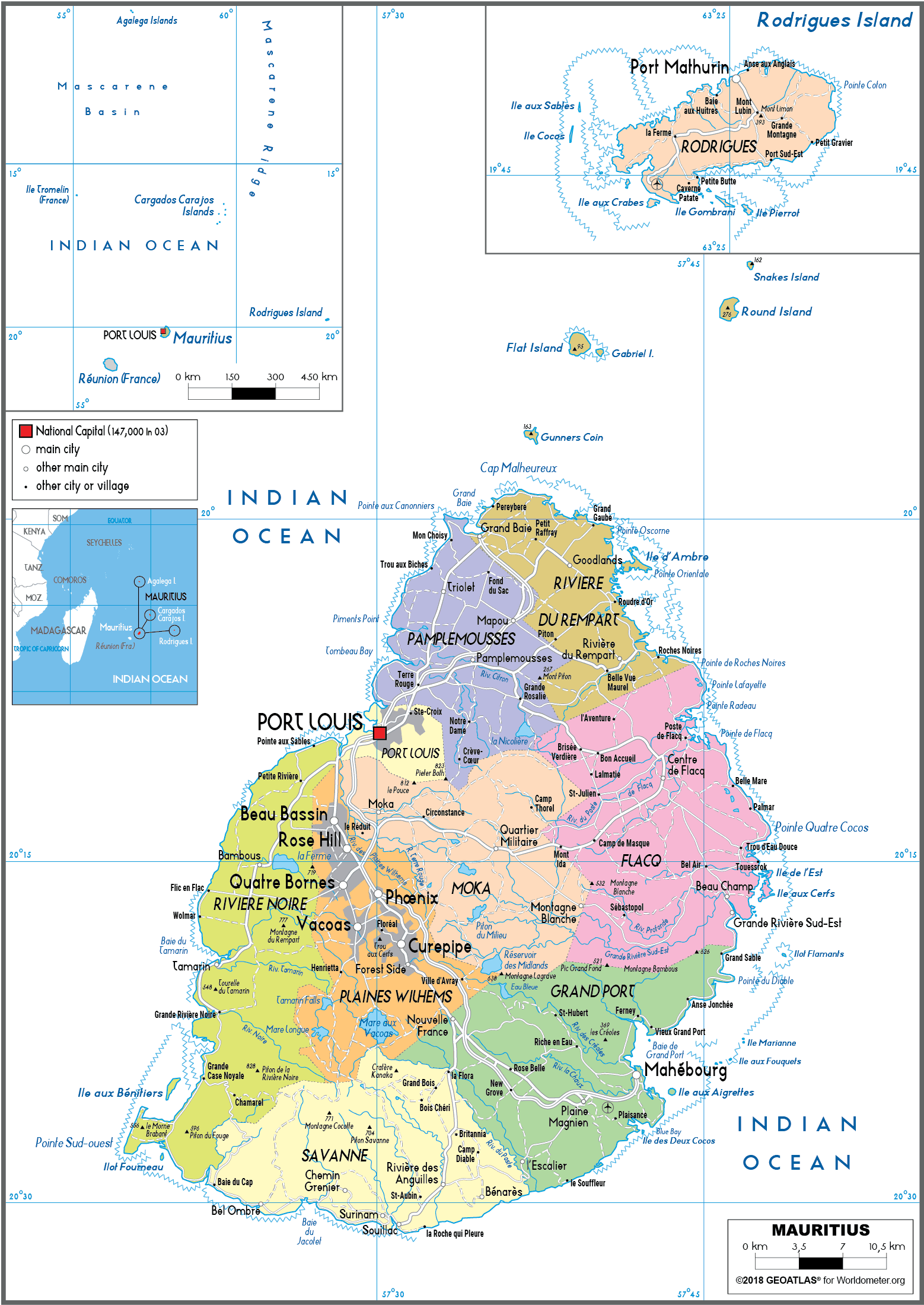 Mauritius political map