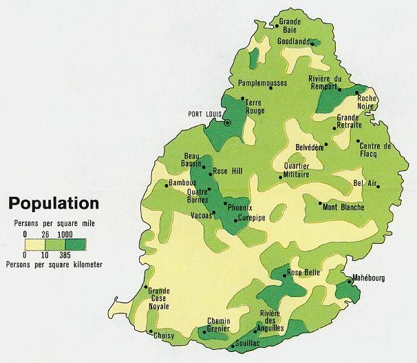 Mauritius population map
