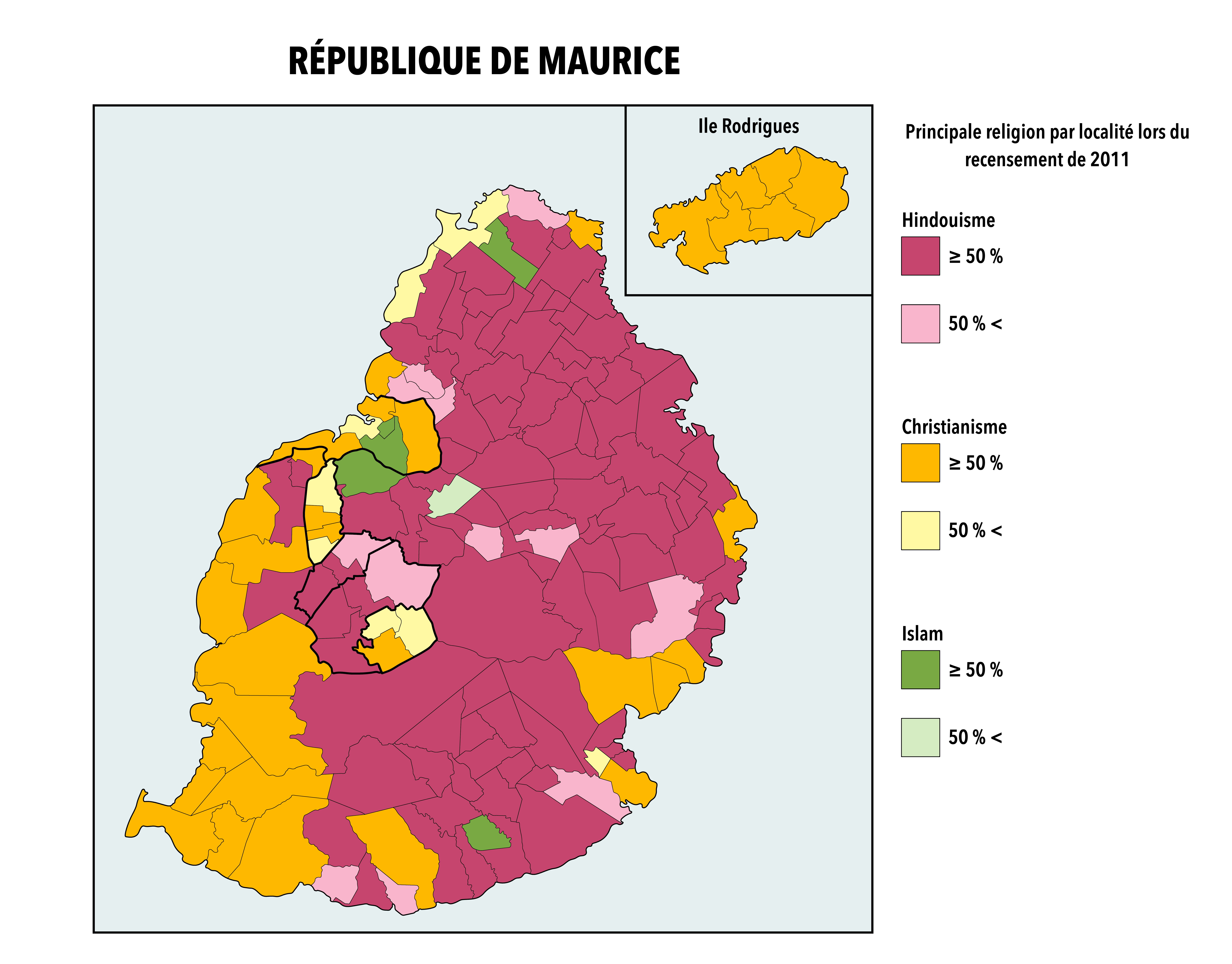 Mauritius religions 2011 map