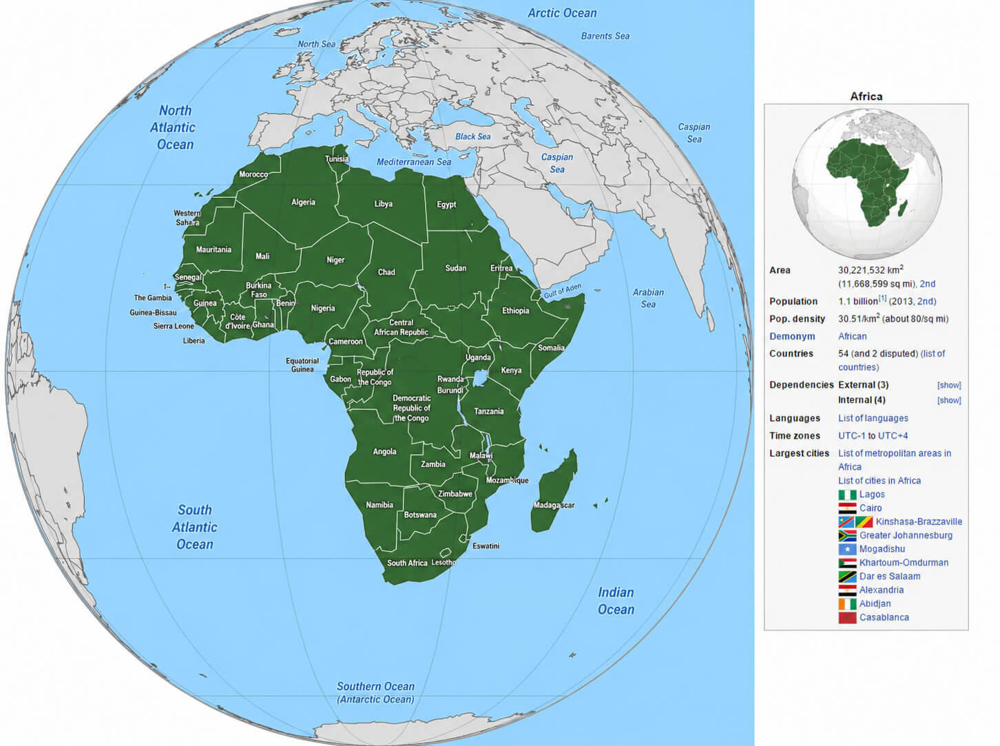 Africa location in World map