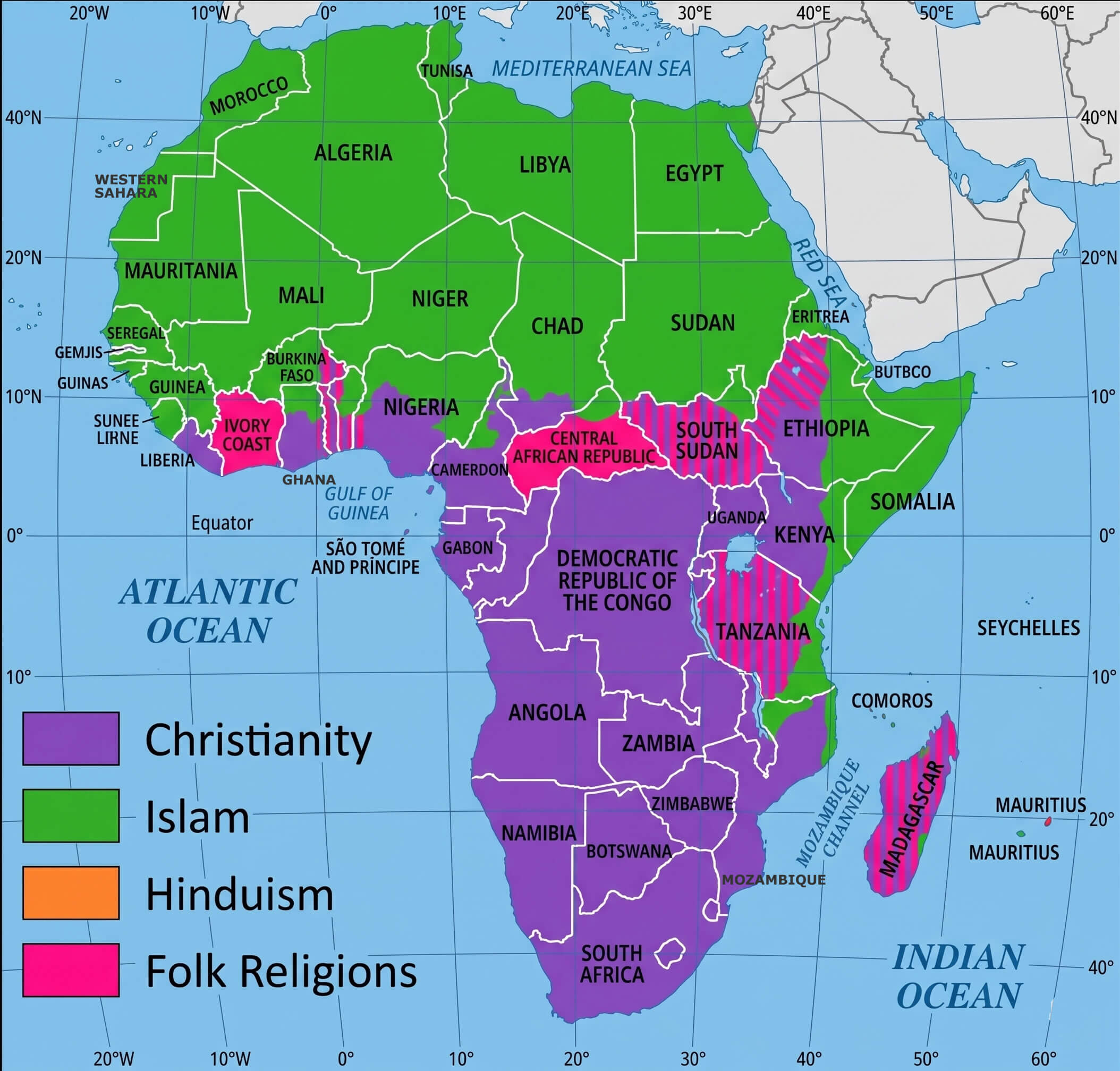 Africa religion distribution map