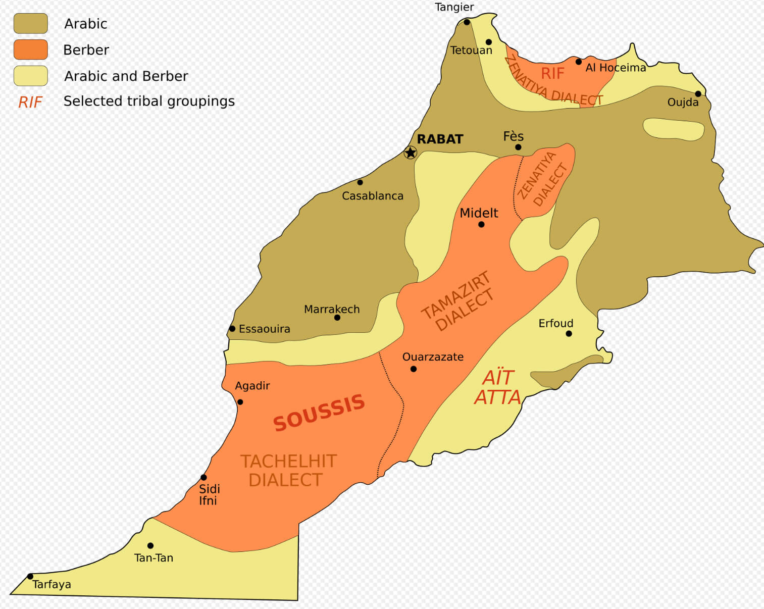 Ethnolinguistic map of Morocco