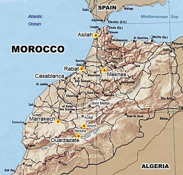 Morocco physical map