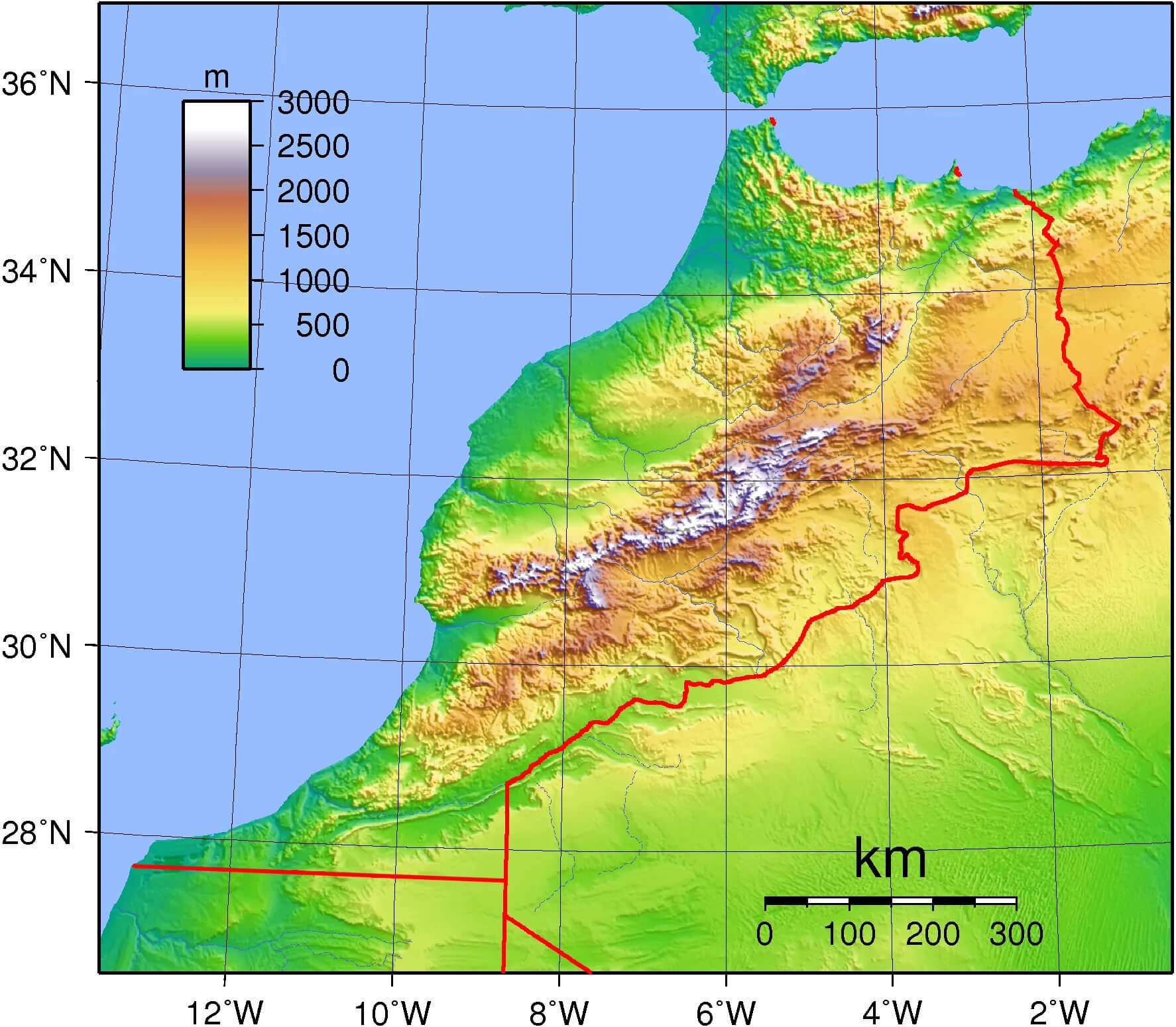 Morocco topographic map