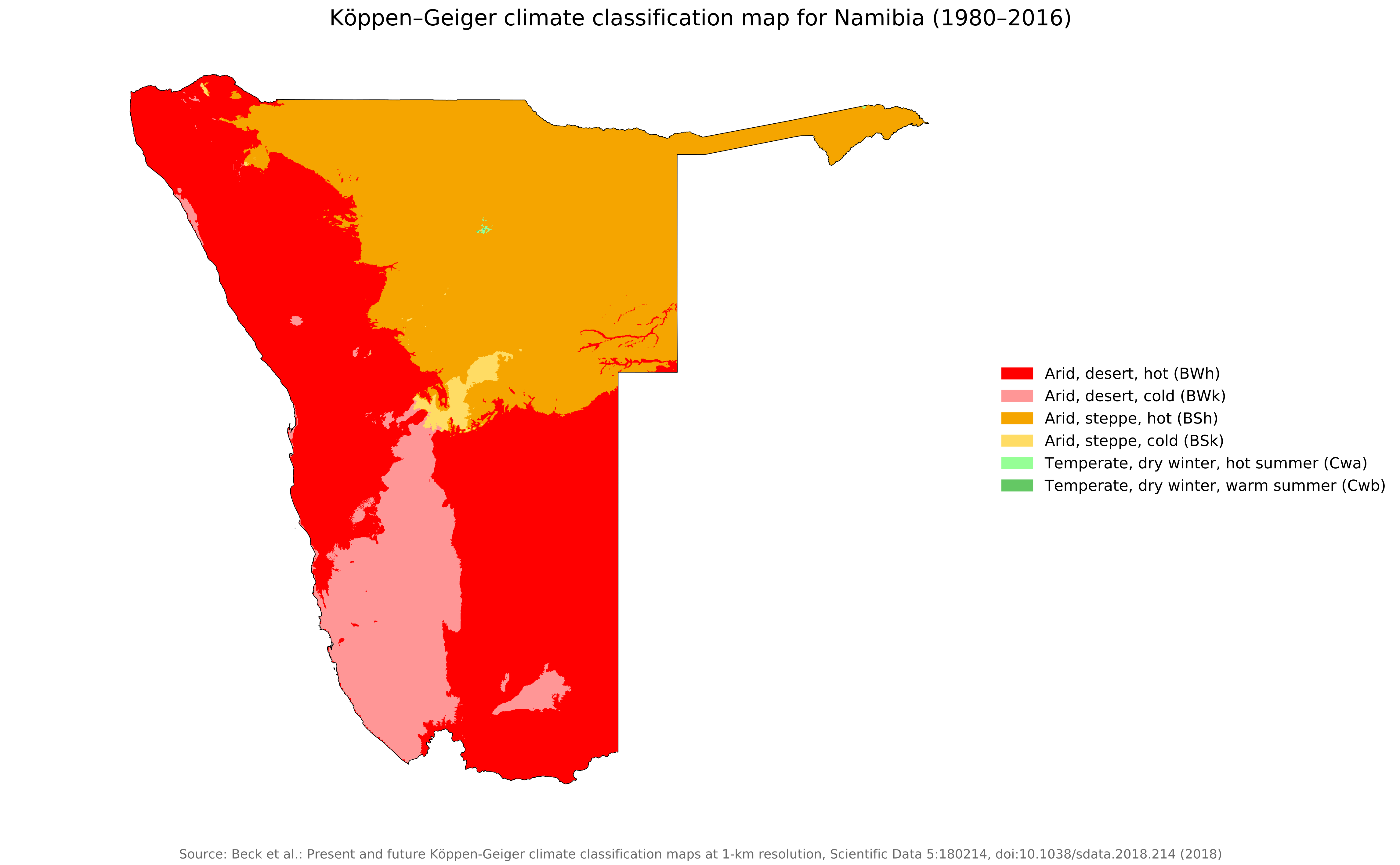 Koppen geiger map Namibia
