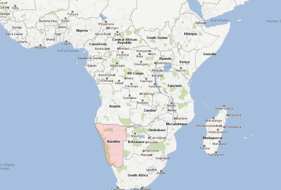 Map of Namibia Africa