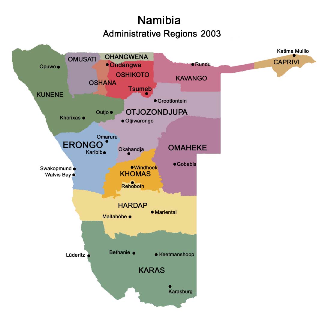 Namibia cities map