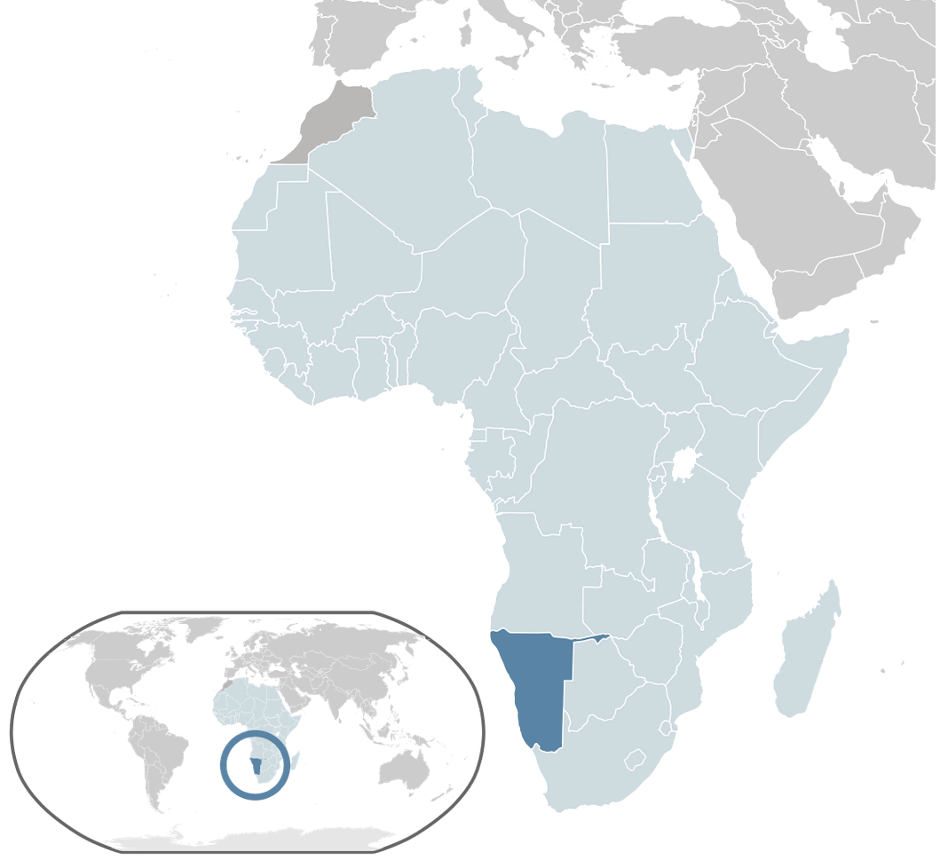 where is namibia on the world map