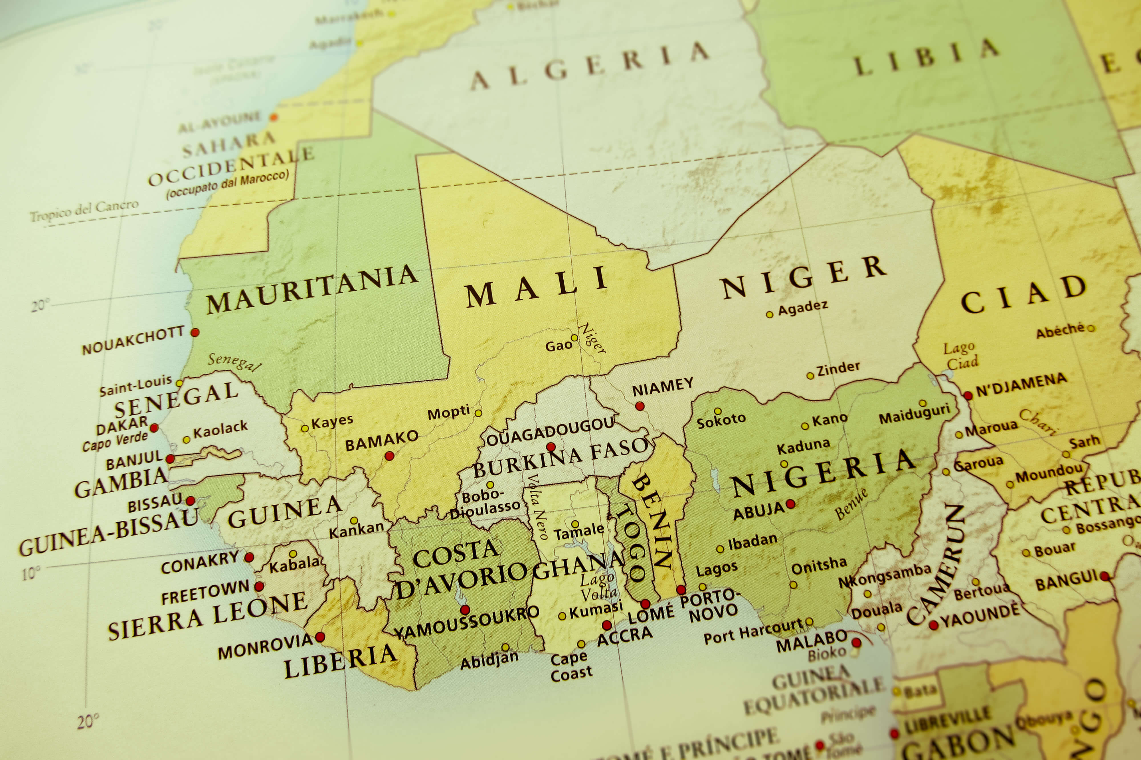 Nigeria and West African countries map