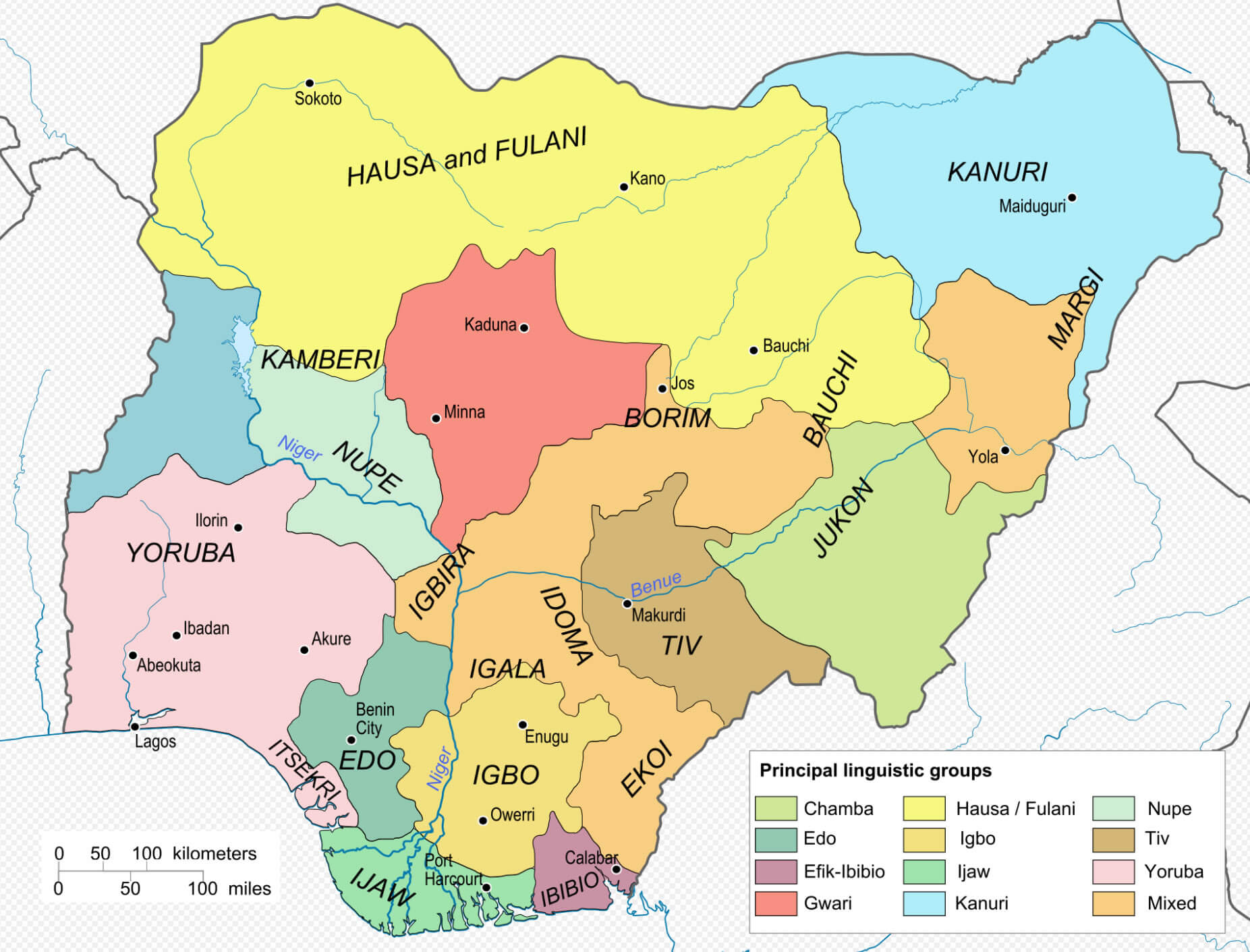 Nigeria linguistic groups map