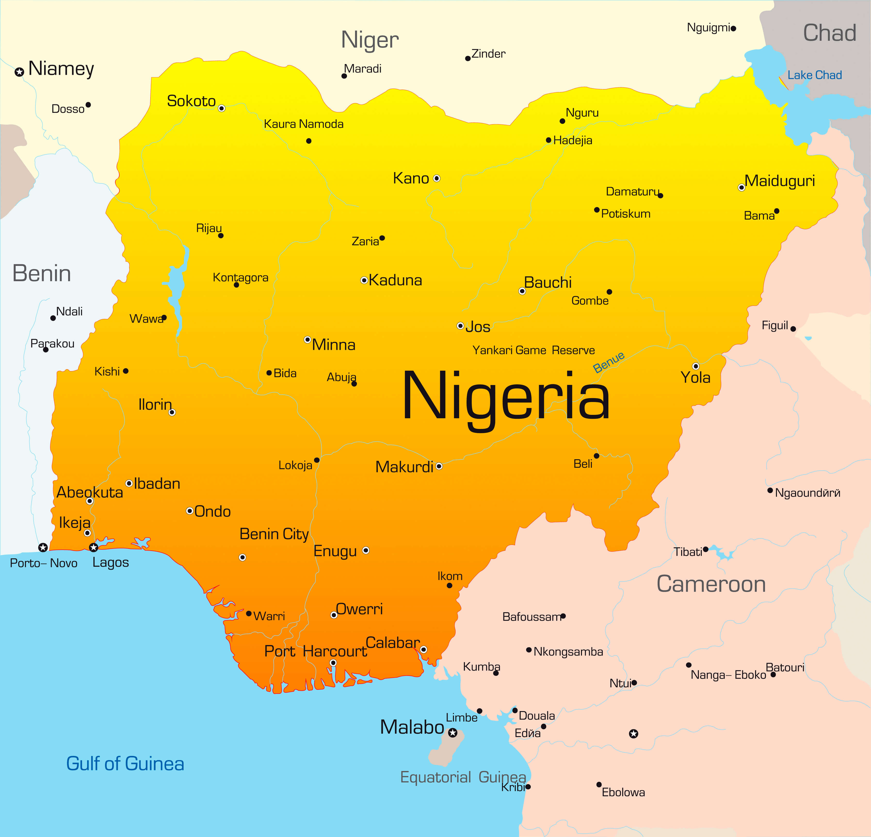 Nigeria major cities map