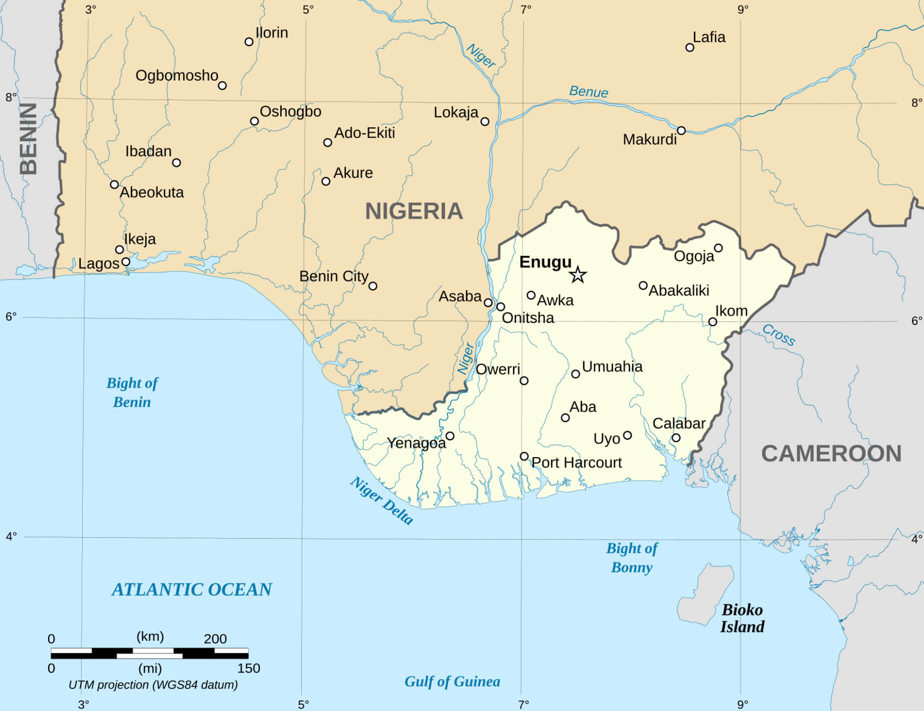 Nigeria map in 1967