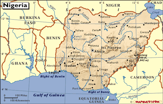 Nigeria Physical Map