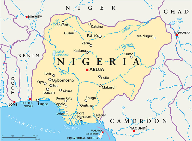 Political map of Nigeria