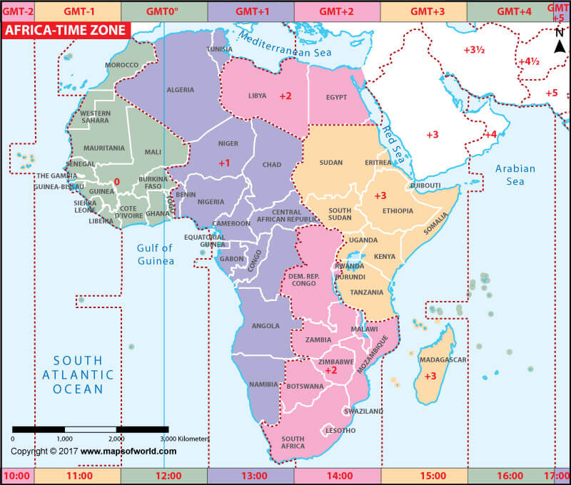 Africa and Nigeria time zone map