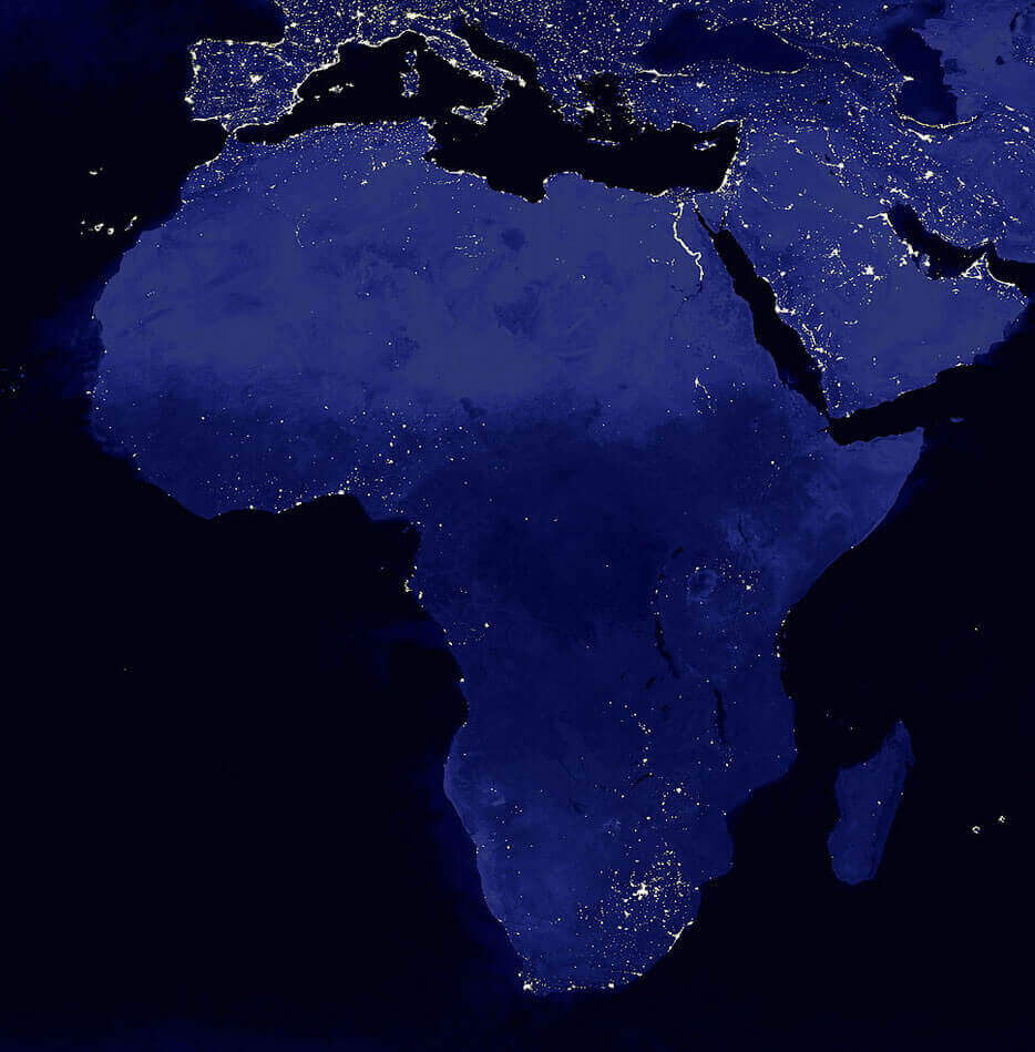 Africa map at night from space