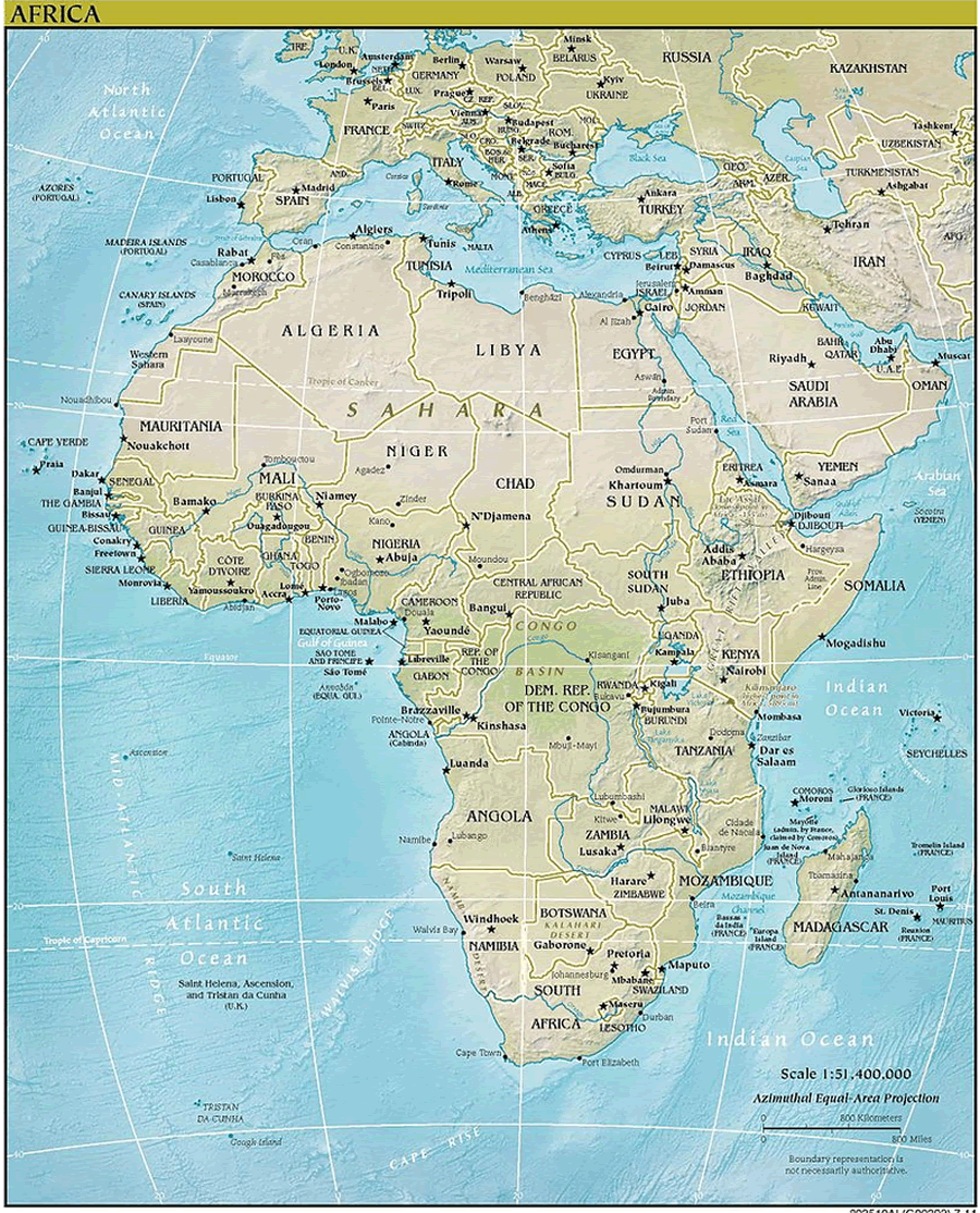 Africa relief map