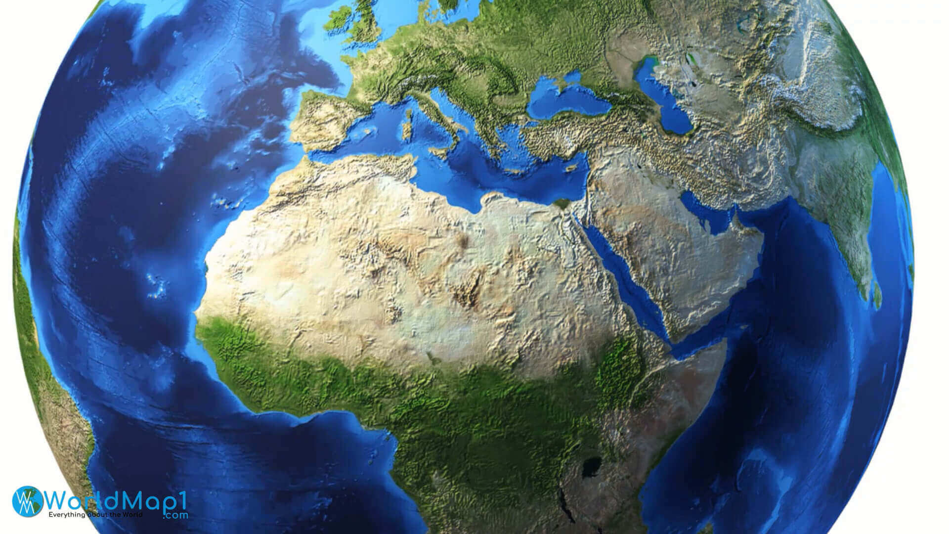 Sahara Desert and Africa satellite image map
