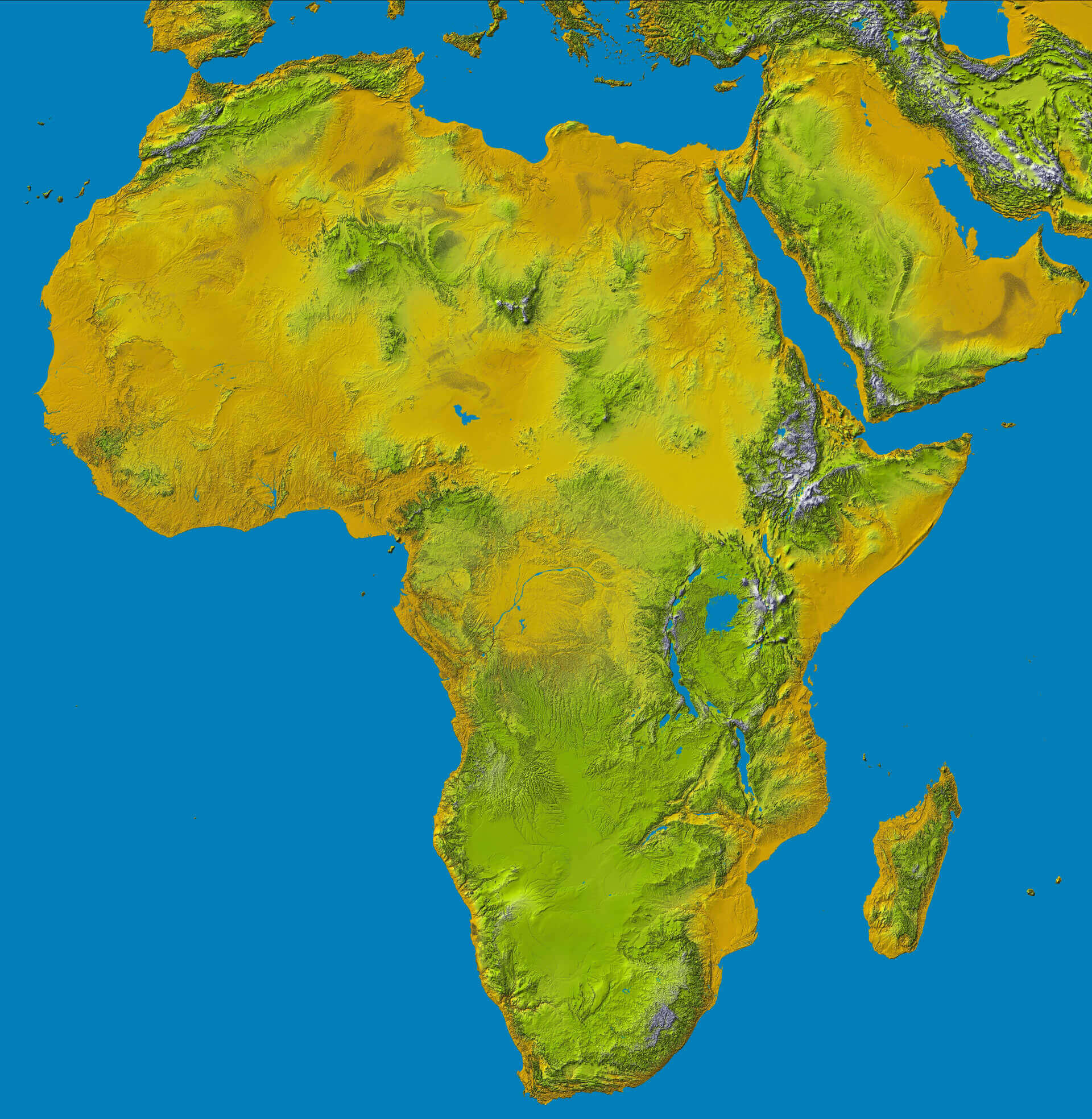 Topography map of Africa